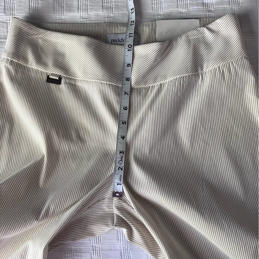 Peck & Peck Eva Crop Pants with Tummy Control Panel White and Tan Stripe… - Picture 5 of 13
